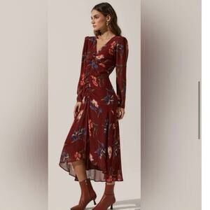 ASTR The Label Floral Ruched Front Hilow Floral Dress sz XL